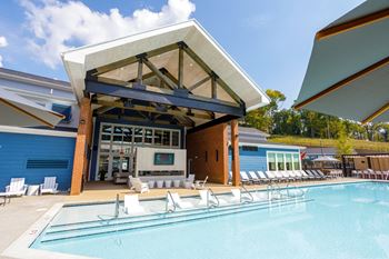 Relaxing swimming pool with sundeck